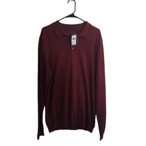Paul Fredrick Light Sweater Mens Size XLT Tall Burgundy Silk Cotton Cashmere NEW